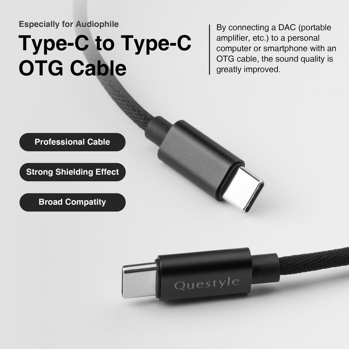 Type-C to Type-C Lossless Transfer Audio OTG Adapter Cable