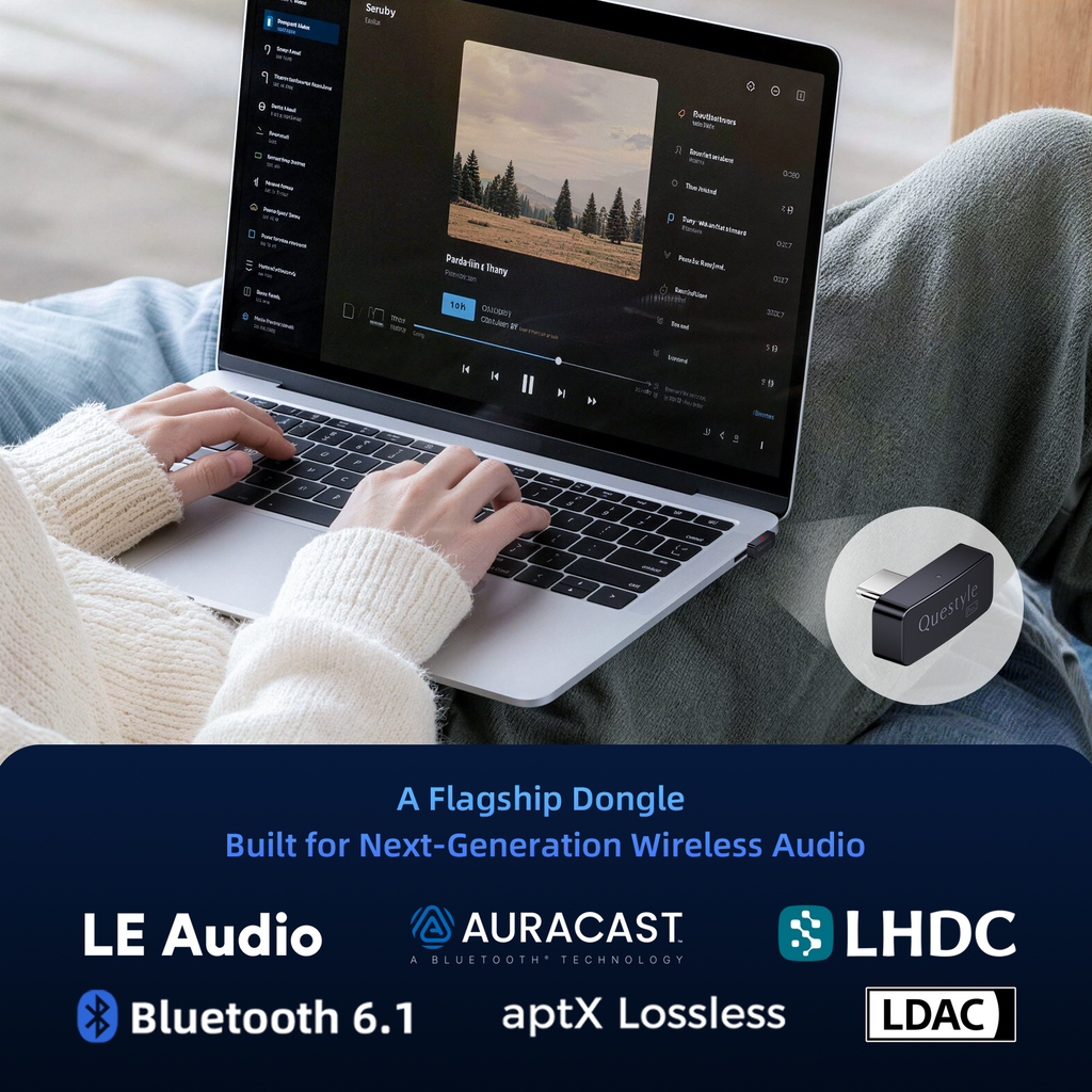 QCC Dongle Pro2 [MFi Certified] USB-C Bluetooth 6.1 Audio Adapter